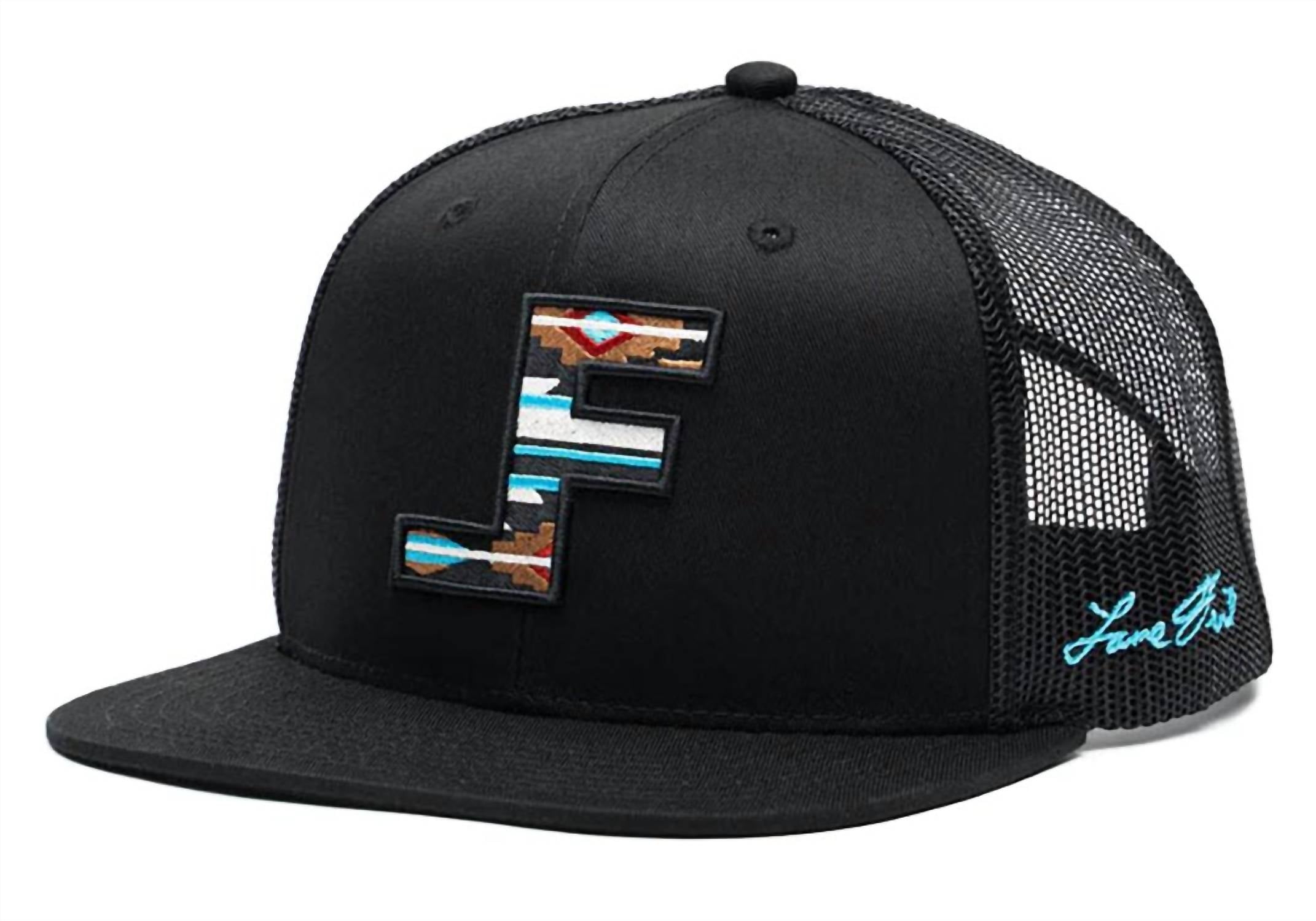 Lane Frost Aztec Ii Flat Snapback Cap in black - men's hat