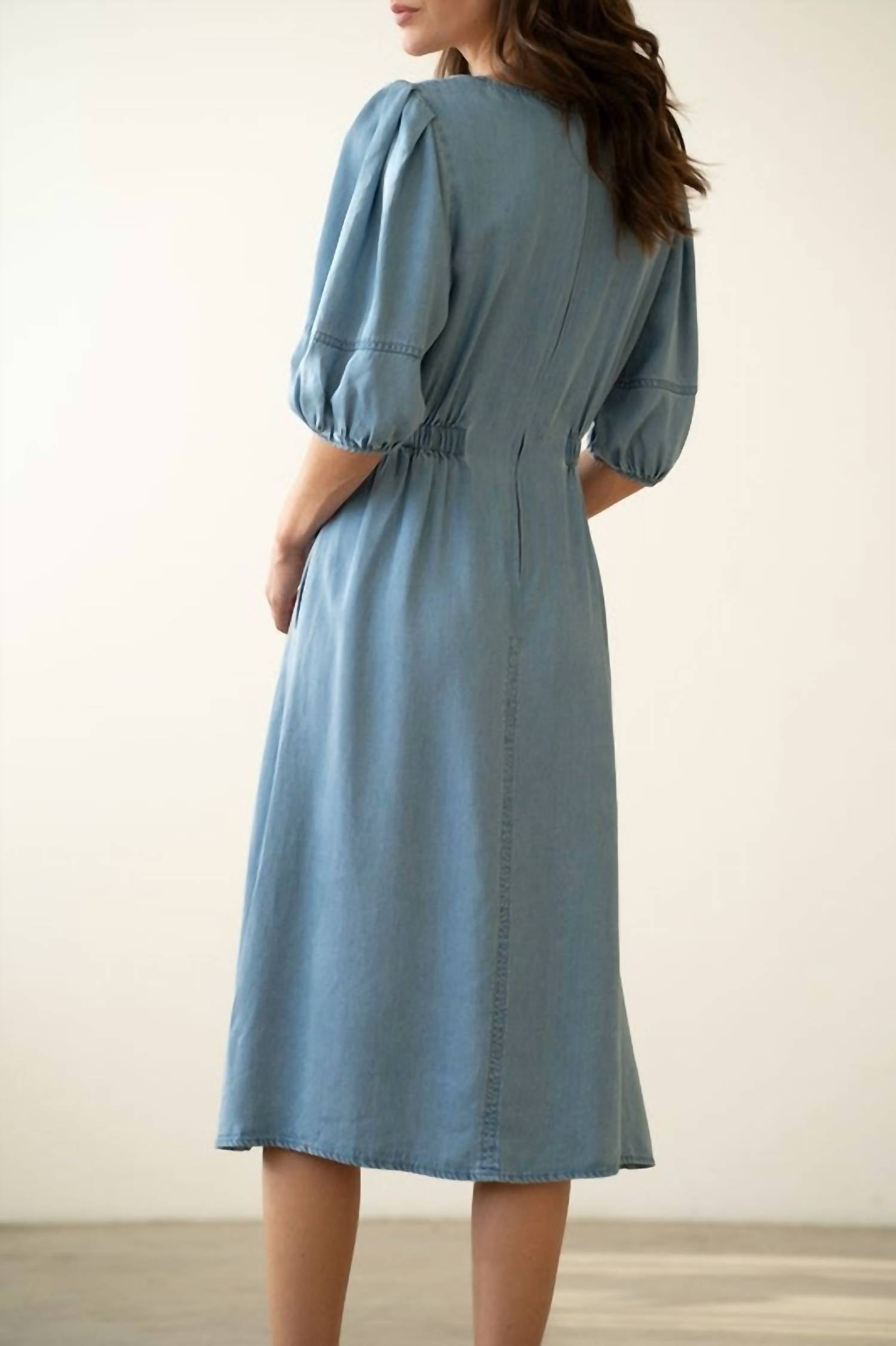 Elle Grey - Denim Puff Sleeve Dress