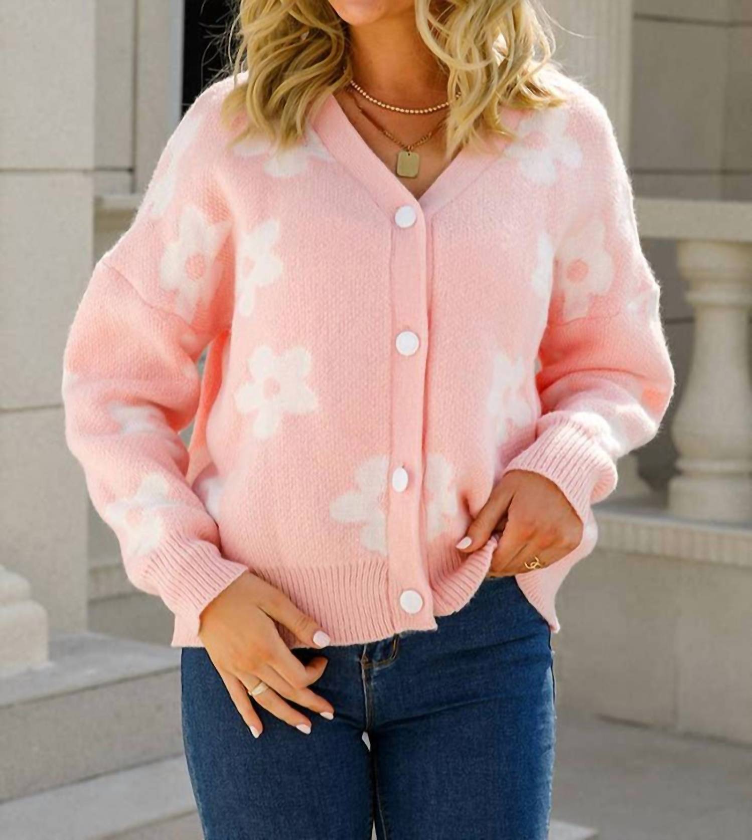 Doublju - Flower Pattern Sweater