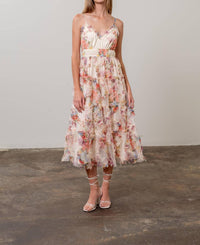 Moon River - Spaghetti Strap Floral Print Maxi Dress