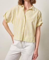 Lilla P - Striped Oversized Button Down Dolman Shirt