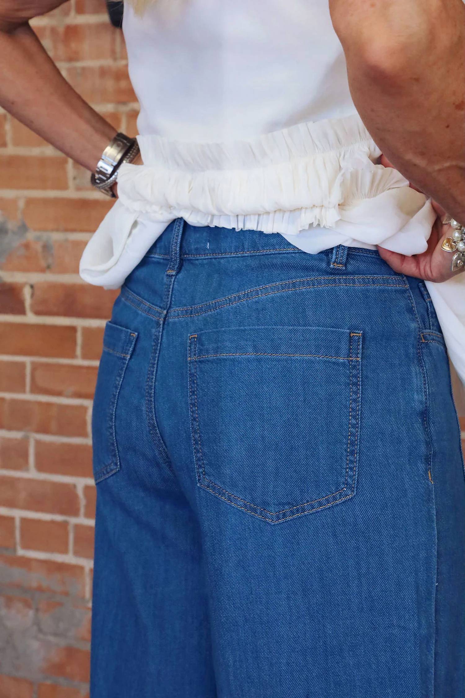 Tribal - Audrey Pleated Crop Wide Jeans