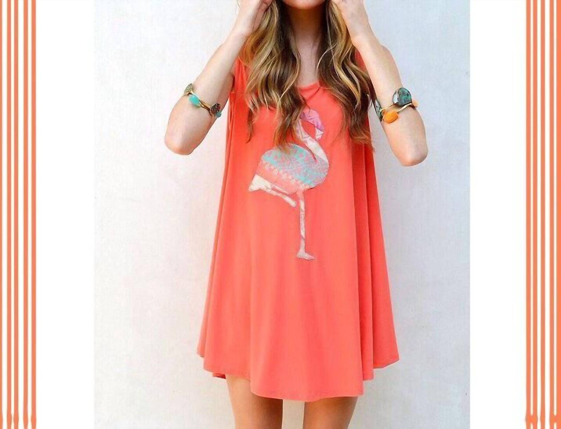 Judith March - Shift Dress with Flamingo Applique