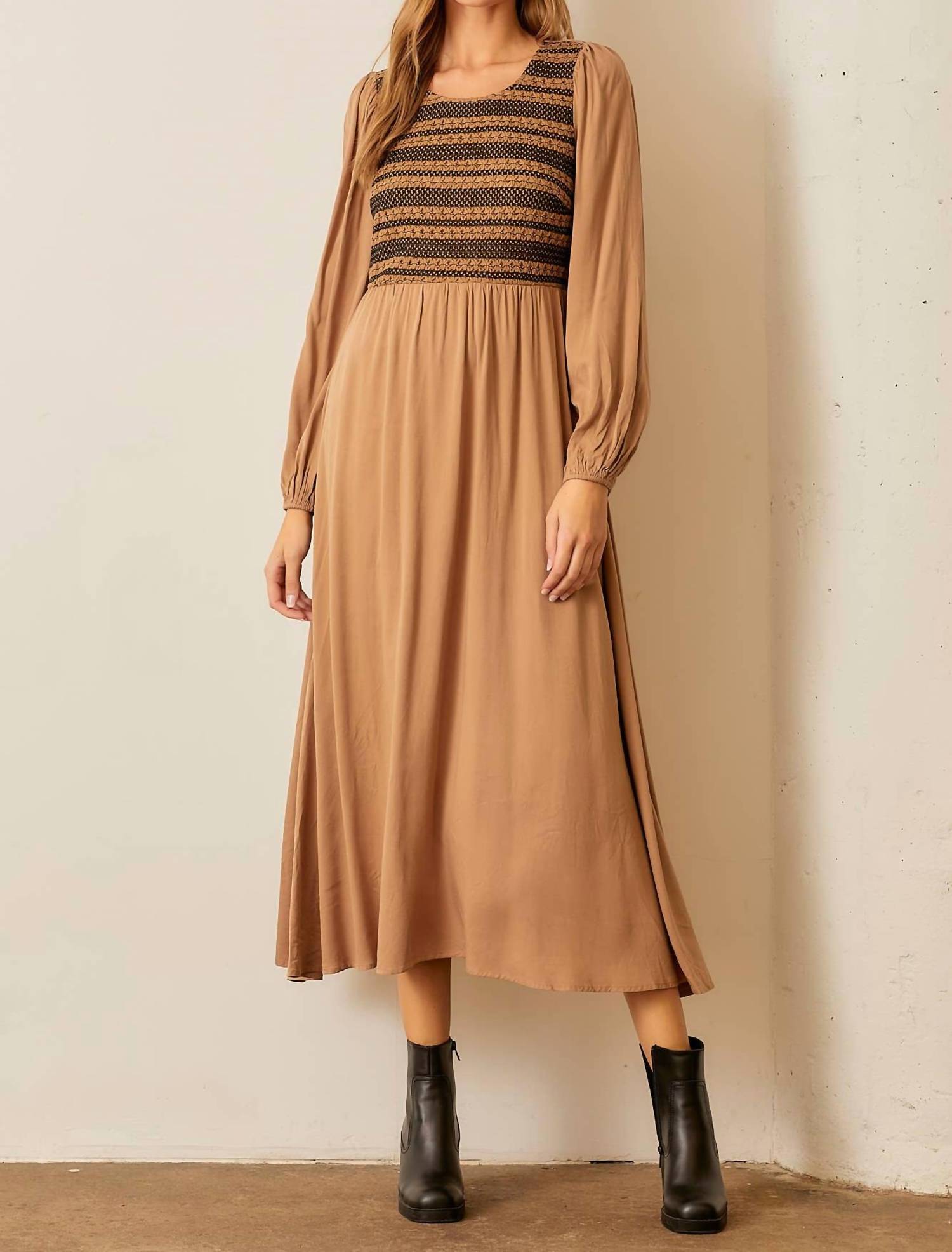 Polagram - Floral Stripe Detail Sweater Dress