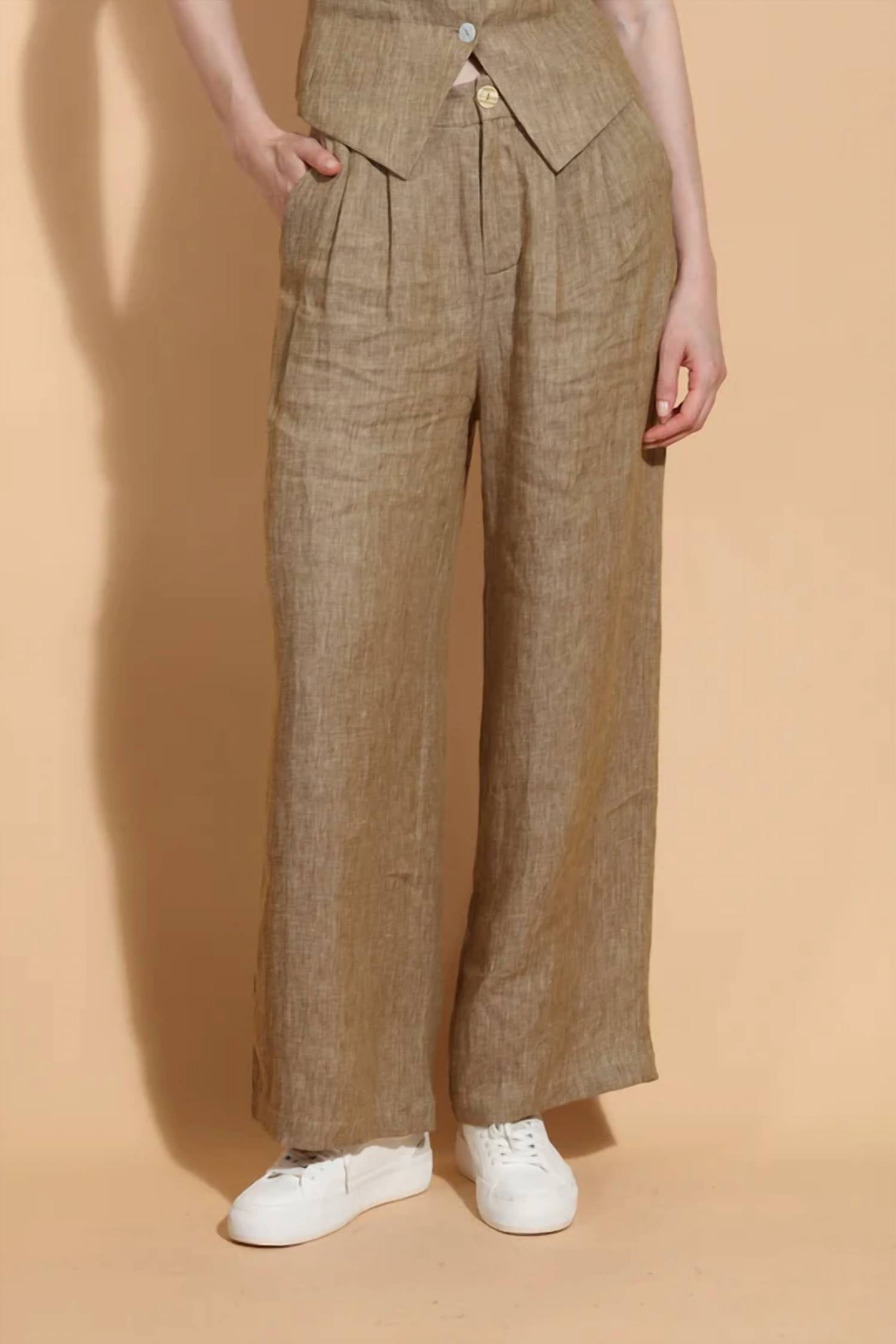 Jessie Liu - Linen Twill Wide Leg Pants