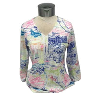 Lulu-B - Women's 3/4 Sleeve V-neck Top