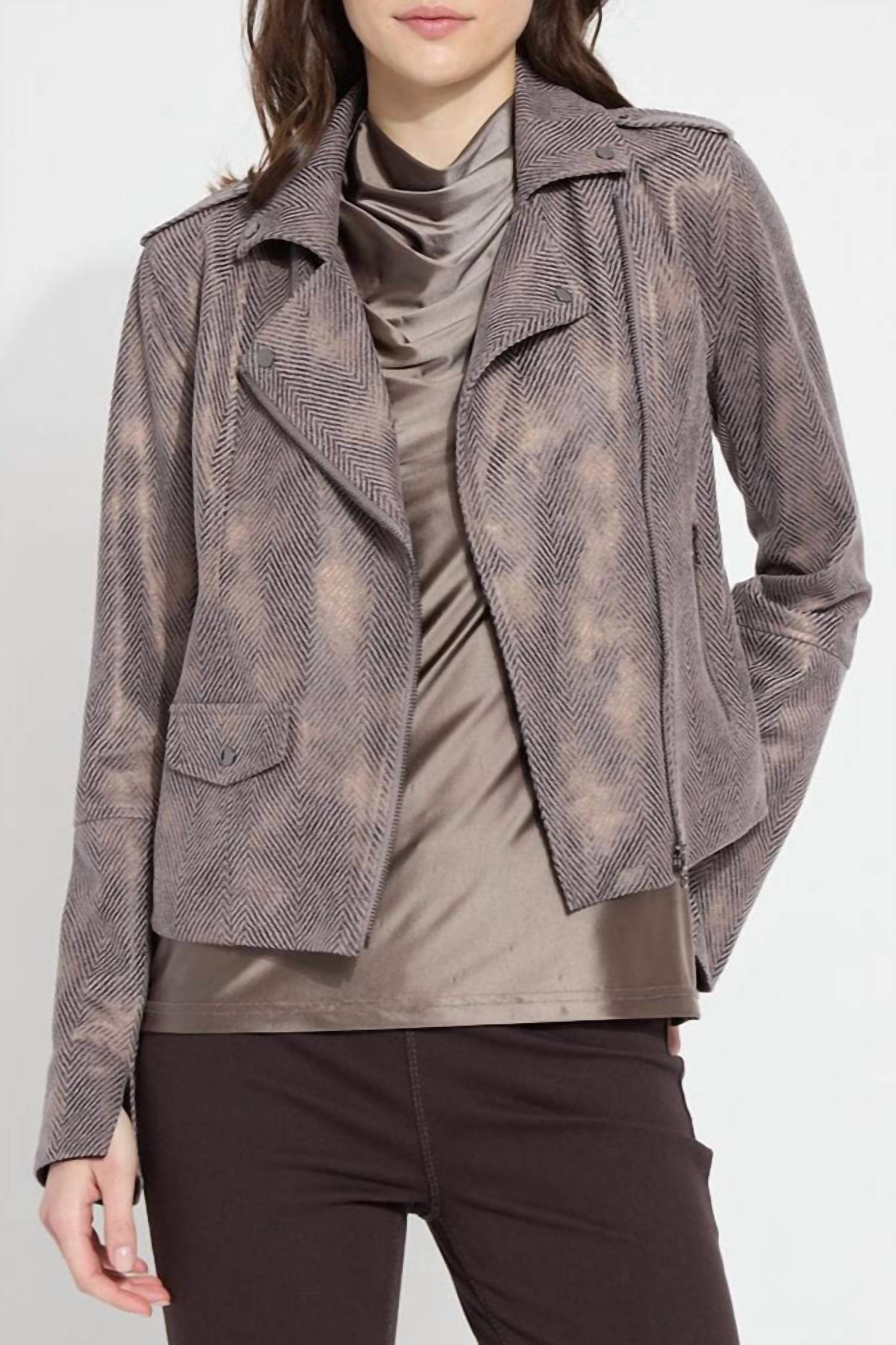 Lysse - Amelia Printed Vegan Suede Moto Jacket
