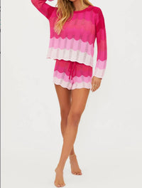 Beach Riot Balboa Crochet Knit Short in electric pink wave - women's shorts - view 4