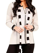 Reversible Zip Poncho with Stripe Scarf