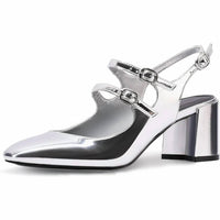 Adrizzlein - Women's Mary Jane Buckle Block Heels