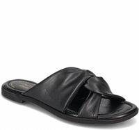 Clarks Women's Reyna Twist Flat Sandal in black synthetic - women's sandal