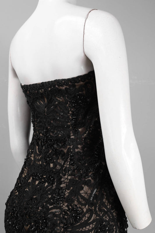 Sue Wong - Embellished Applique Mesh Dress