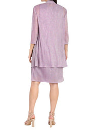 R&M Richards - Solid Metallic Jacket Dress Set