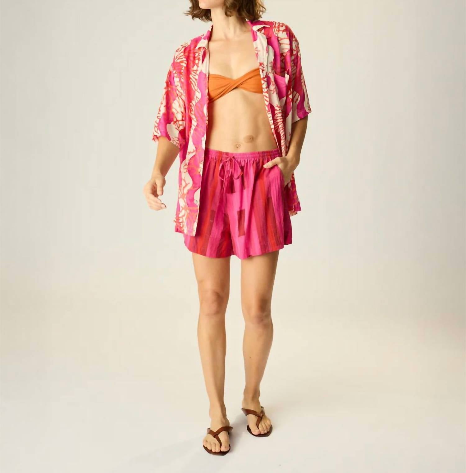 natalie martin Jasper Short in sea glass cotton pink - women's shorts - alternate view