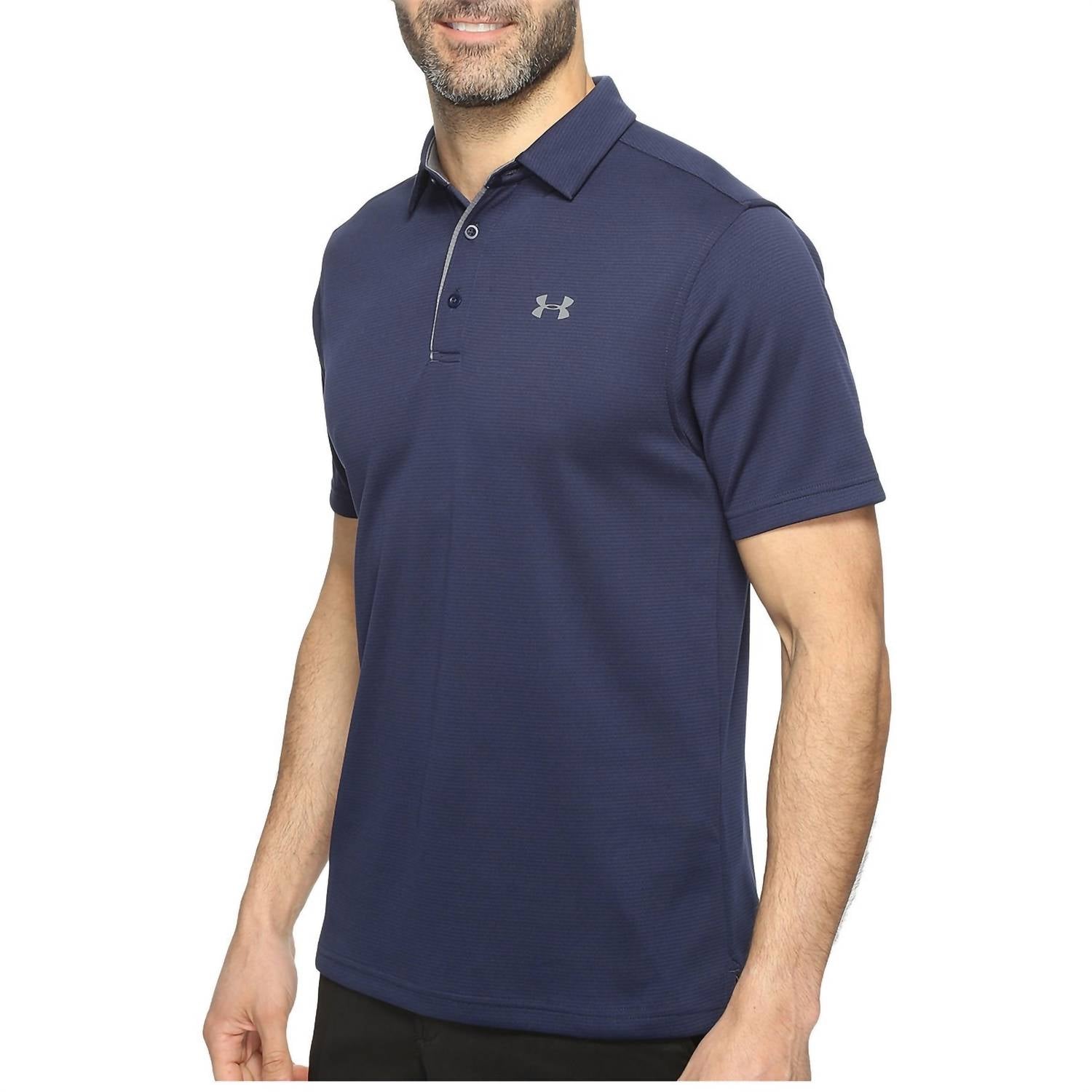 UNDER ARMOUR Tech Button Up Placket Polo in midnight navy - men's shirt - alternate view