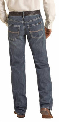 Rock & Roll Denim Men's Pistol Vintage '46 Regular Fit Stackable Bootcut Jeans in medium wash - men's jeans - detail view