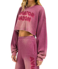 Aviator Nation - 3d Cropped Crew Relaxed Sweatshirt