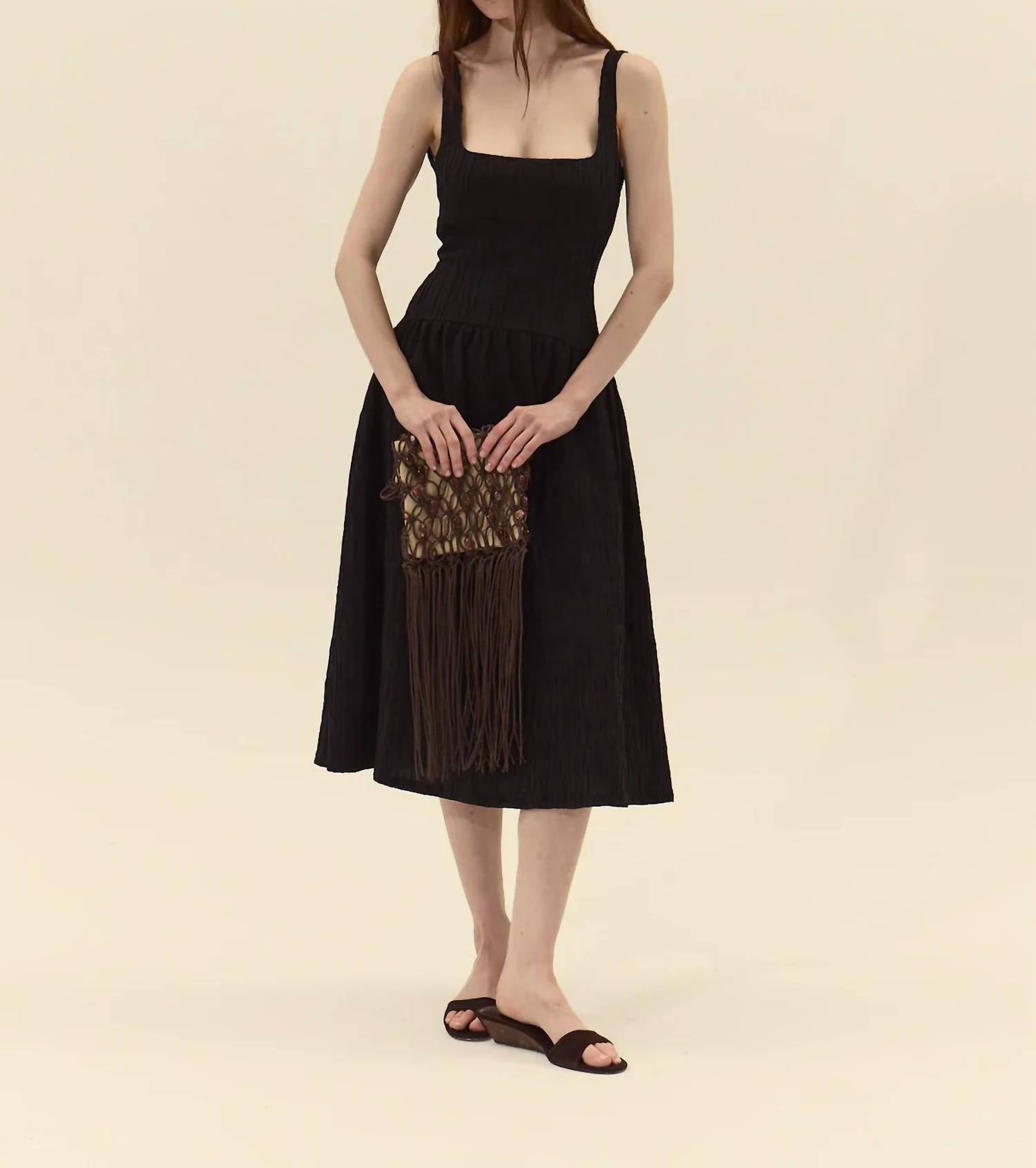 Deluc - Vedra Square Neck & Wide Shoulder Dress