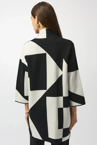 Joseph Ribkoff - Jacquard Knit Colour-block Cover-up Sweater