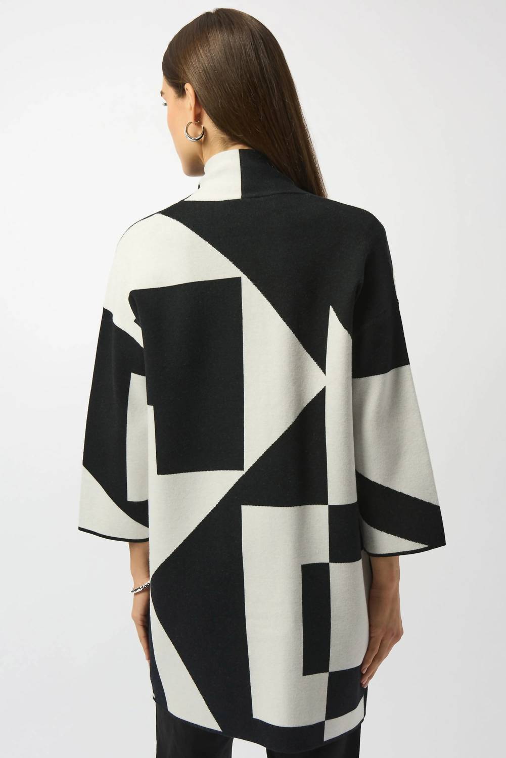 Joseph Ribkoff - Jacquard Knit Colour-block Cover-up Sweater