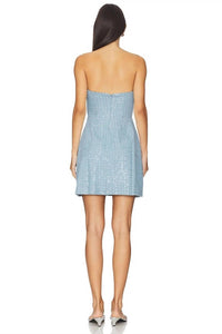 Susana Monaco Sequin Denim Dress in light wash - women's dress - alternate view