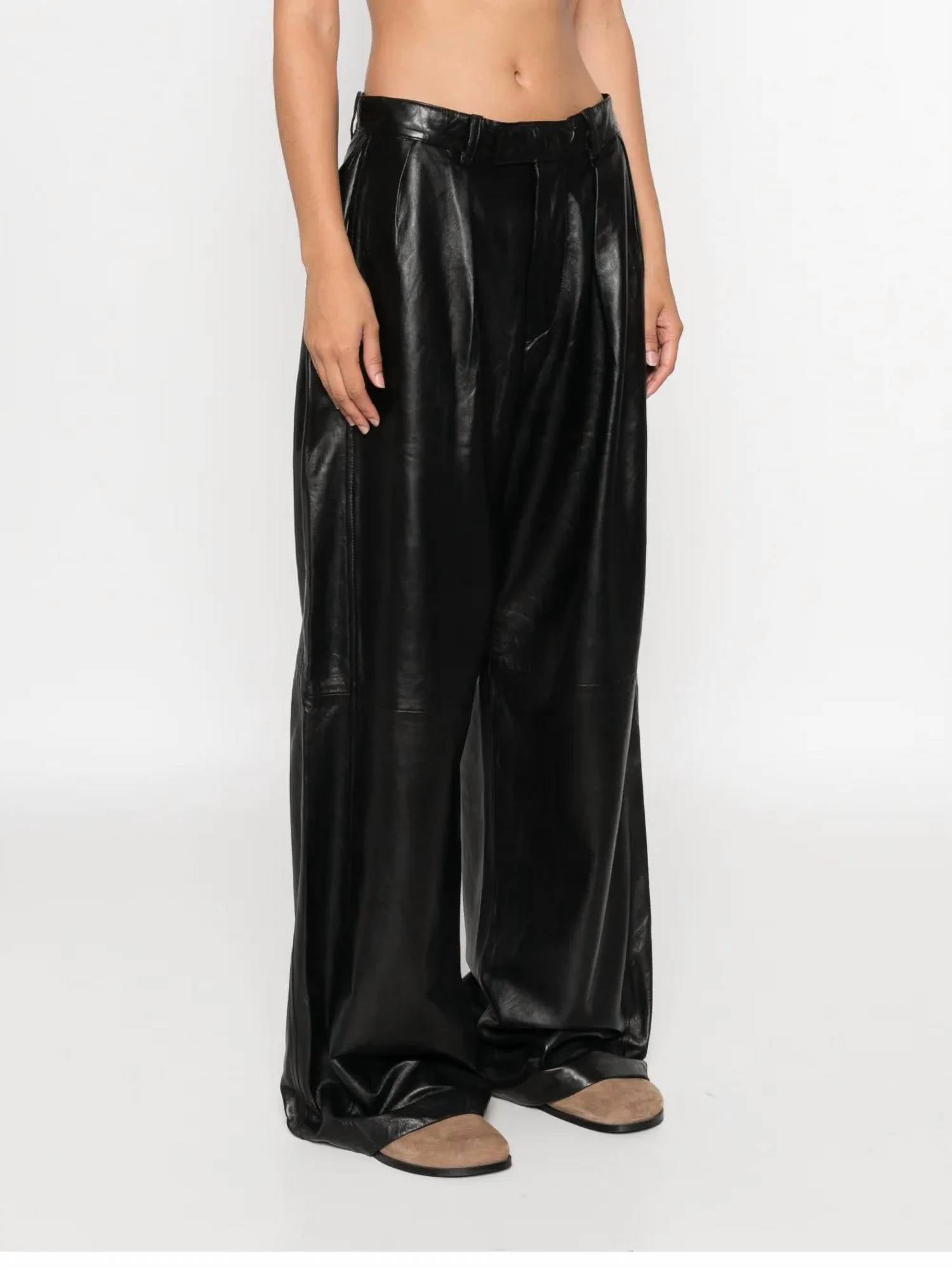 R13 - Pleated Wide Leather Pants