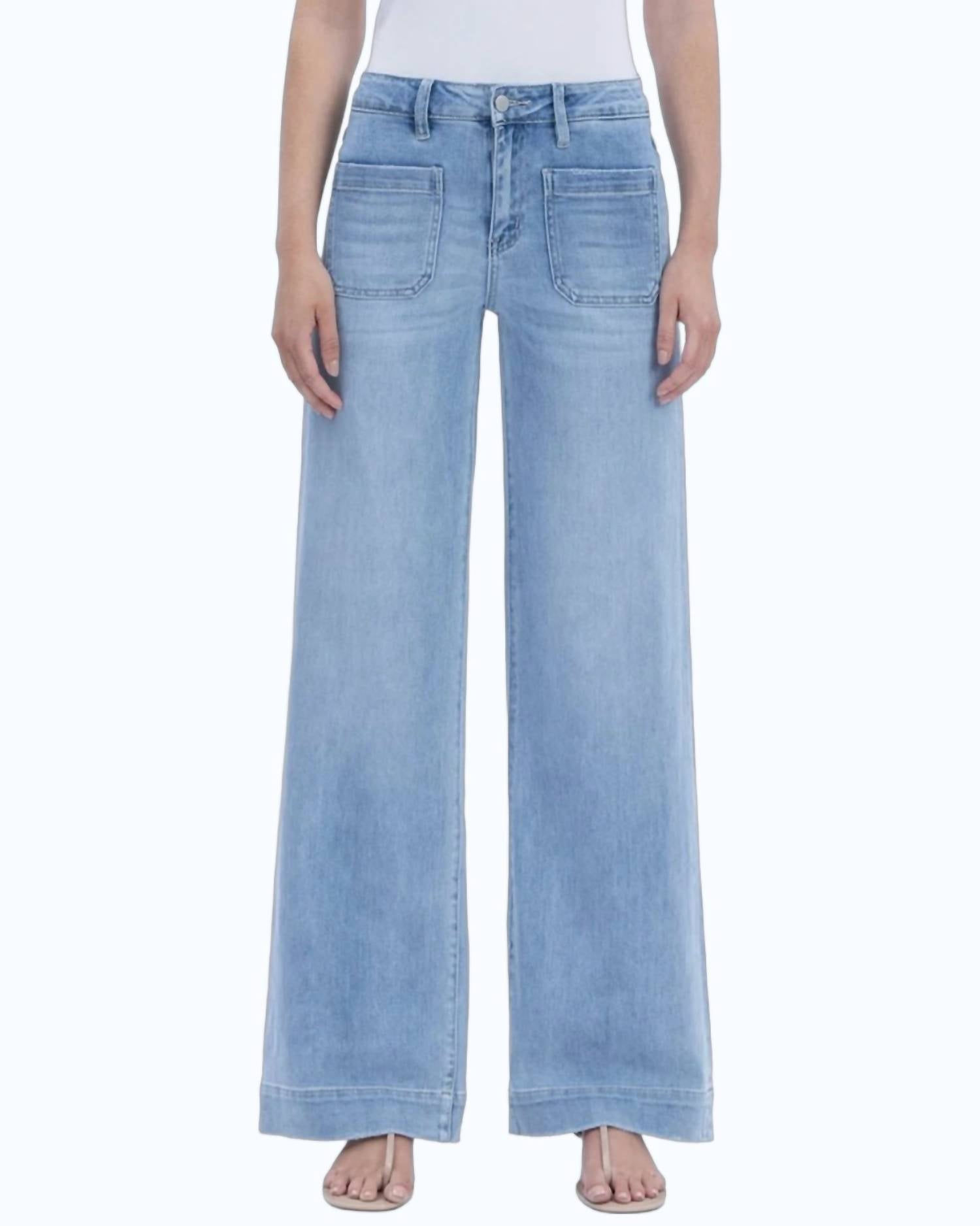 Flying Monkey - High Rise Front Pocket Wide Leg Trouser Jeans