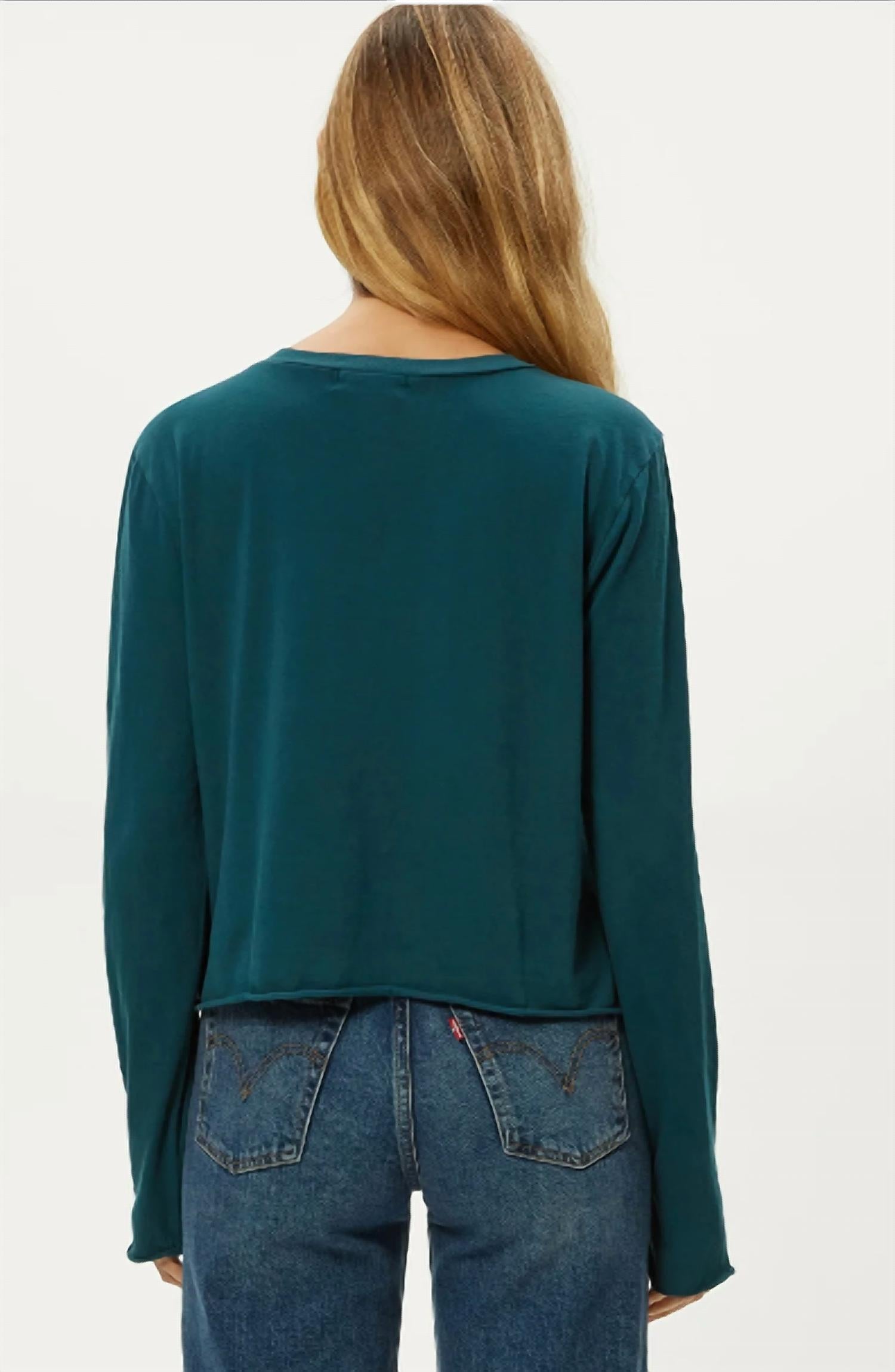 Michael Stars - Aiko New Jersey Long Sleeve Raw Hem Crew Tee