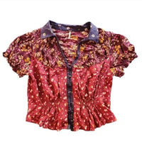 Free People - RED FLORAL BELLA BLOUSE