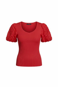 Current Air - 3d Floral Short Sleeve Knit Top