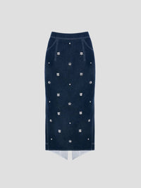 Huishan Zhang - Sonia Crystal-Embellished Denim Skirt