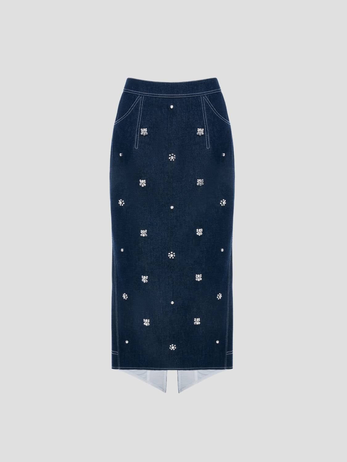 Huishan Zhang - Sonia Crystal-Embellished Denim Skirt