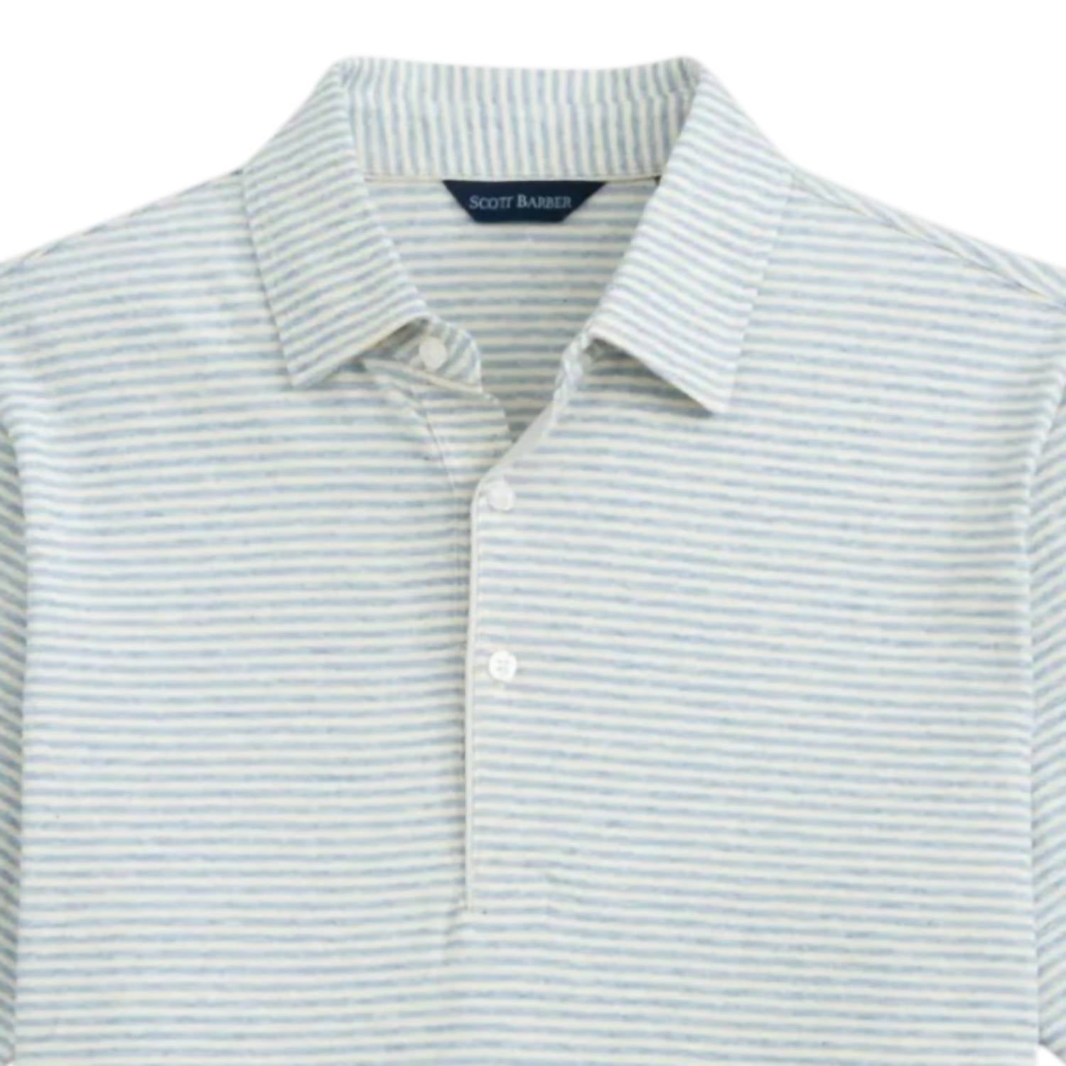 Scott Barber - Men's Linen Blend Stripe Polo