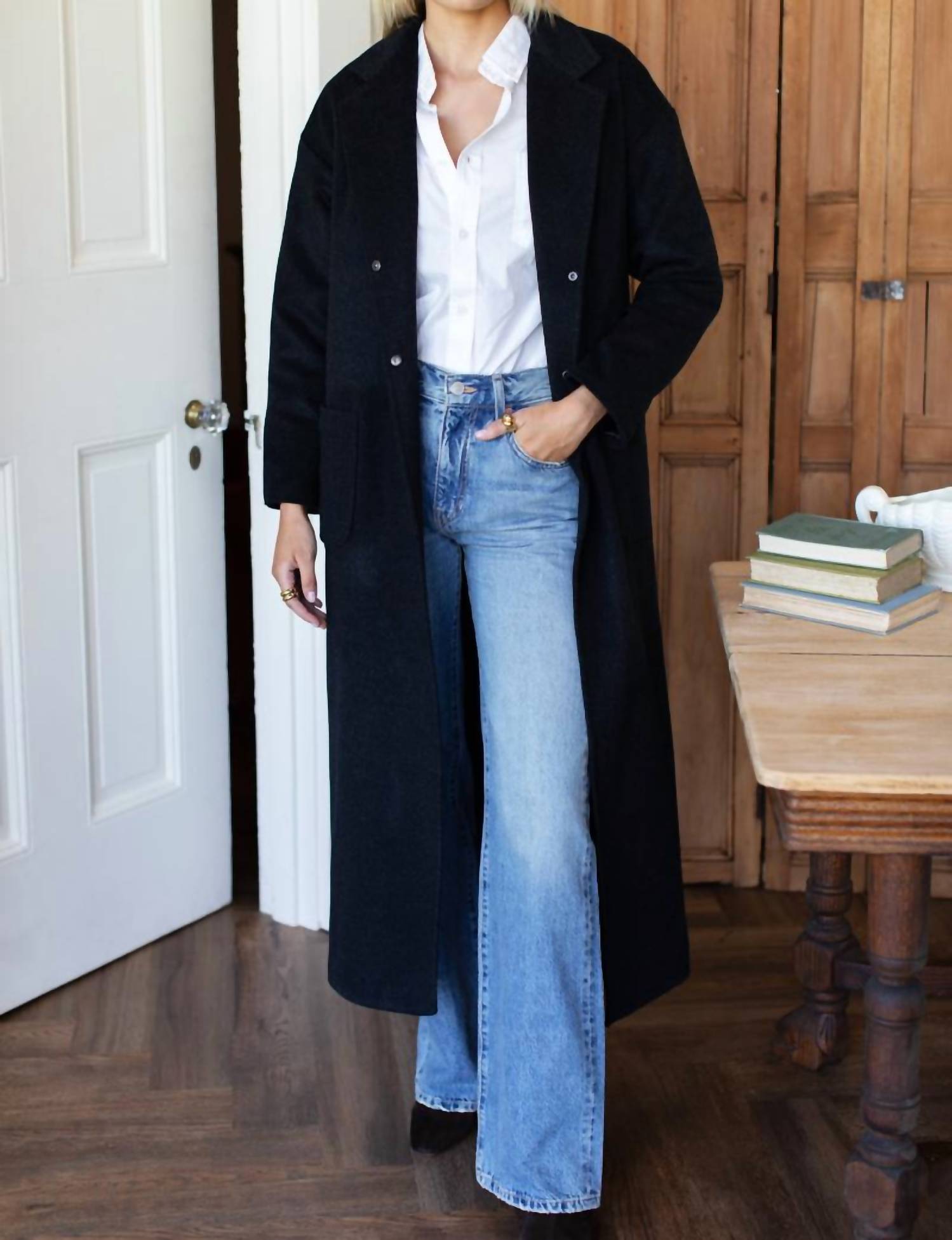 EMERSON FRY Drop Shoulder Long Coat in charcoal - women's jacket