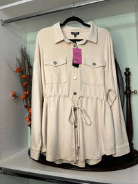 Cotton Bleu - Faux Suede Shirt Jacket