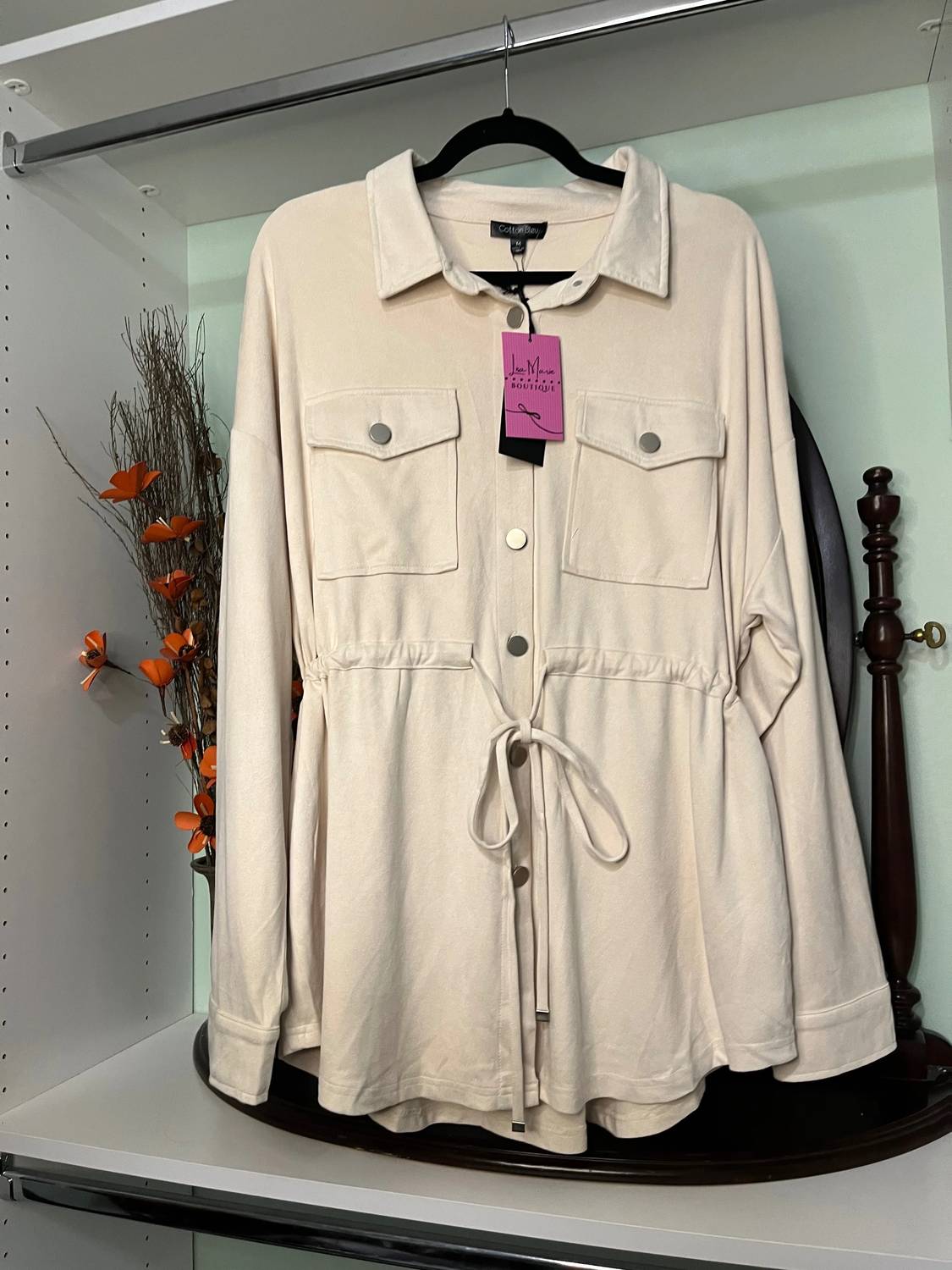 Cotton Bleu - Faux Suede Shirt Jacket