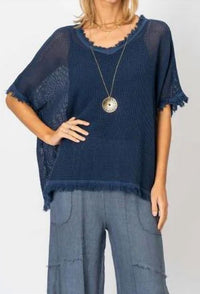 Look Mode Usa - Mesh Fringe Detail Top