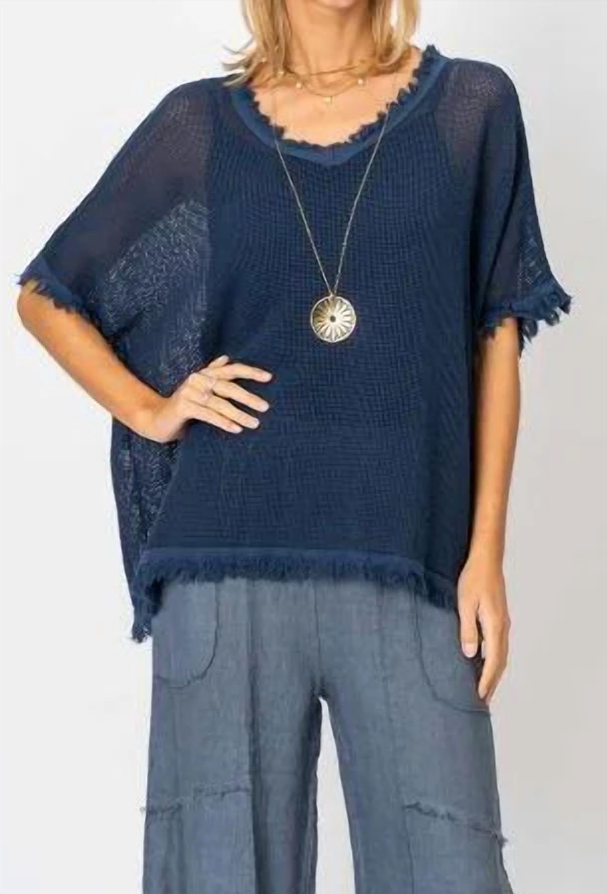 Look Mode Usa - Mesh Fringe Detail Top