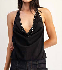 Edit By Nine - Sloane Studded Cowlneck Halter Top