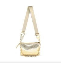 BC Handbags Women's Metallic Coated Canvas Bag in gold - women's bag