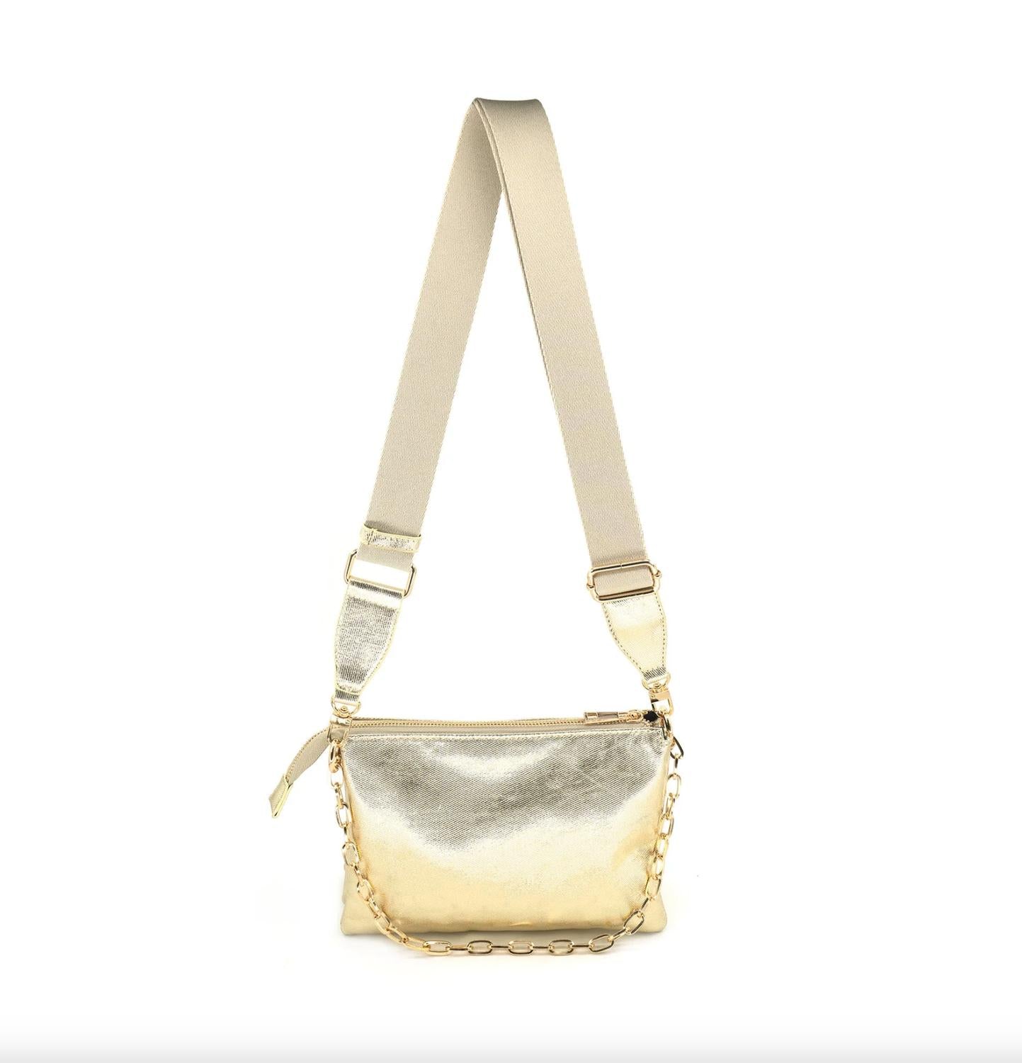 BC Handbags Women's Metallic Coated Canvas Bag in gold - women's bag