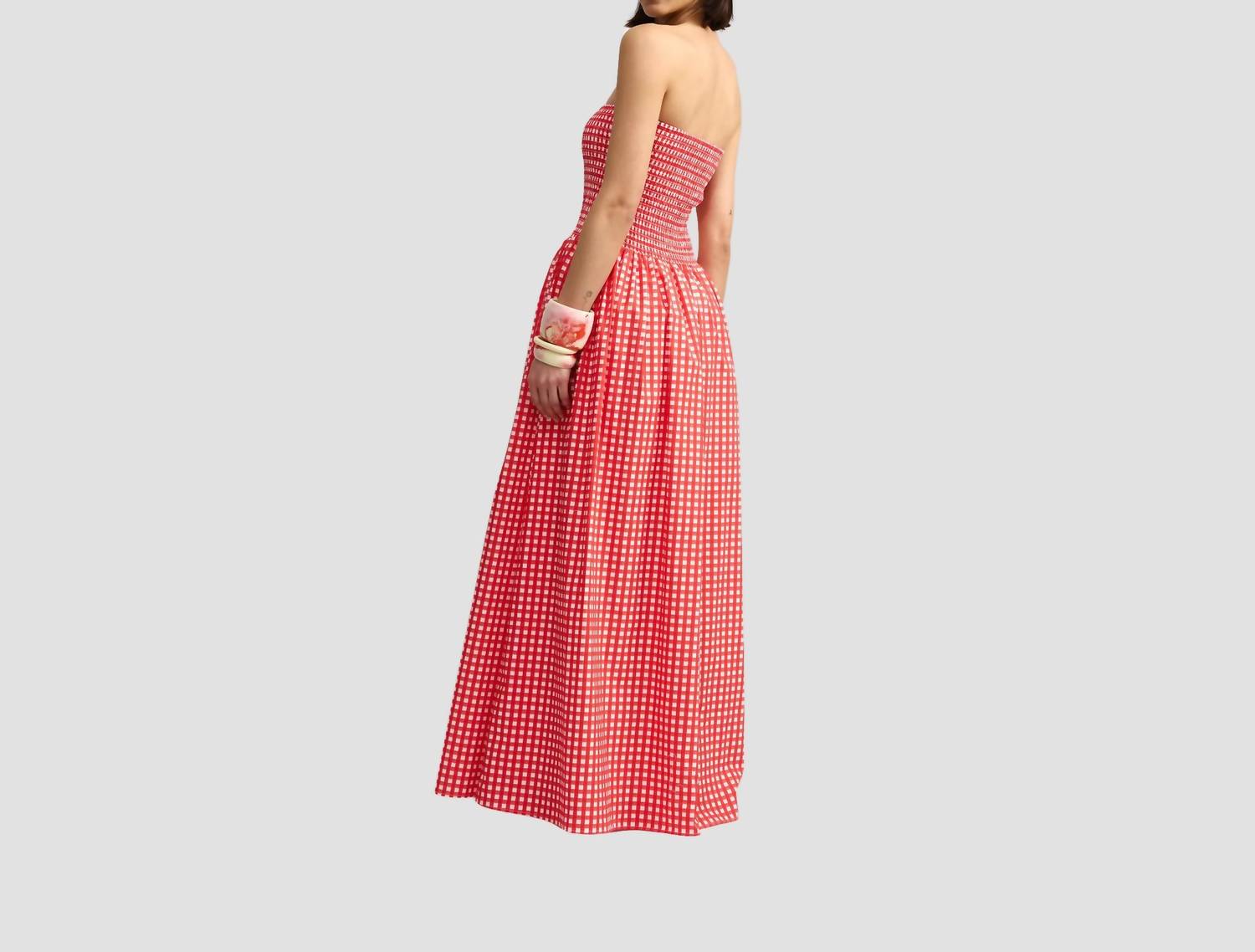 Aston Studio Layla Strapless Maxi Dress in ruby gingham - women's dress - alternate view