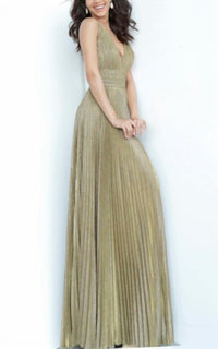 Jovani - Pleated Glitter Dress