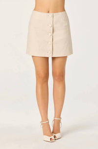 Astr - Cailey Crochet Trim Button-front Mini Skirt