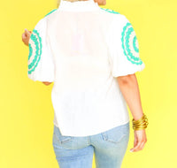 Thml - Puff Sleeve Crochet Detail Top