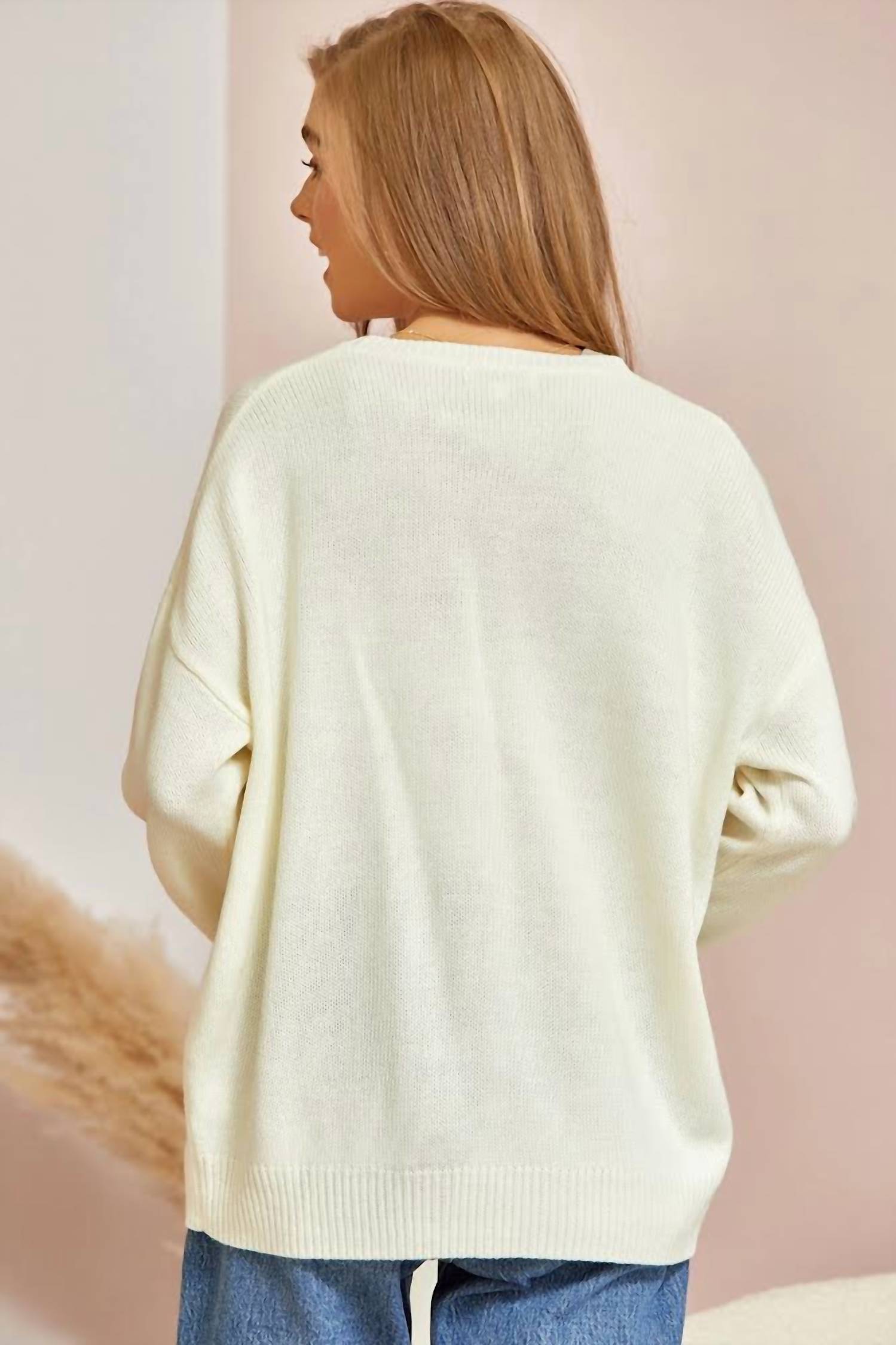 Andree By Unit - Christmas Rudolph Sequin Long Sleeve Sweater