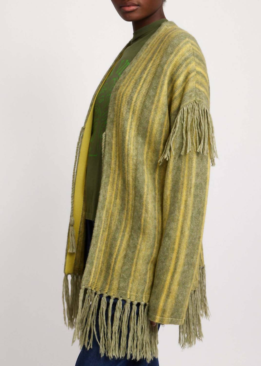 Raquel Allegra - Fringe Long Stripe Cardigan