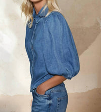 Wisteria Lane - Balloon Sleeved Denim Blouse