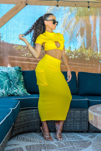 Surelymine - Back Opened String Detailed Midi Cargo Skirt Set