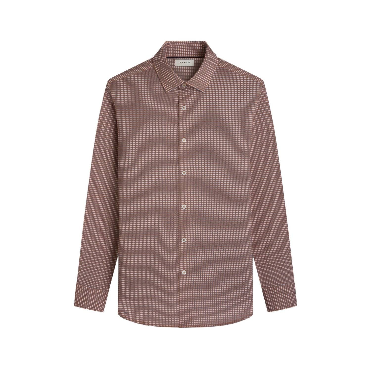 Bugatchi Uomo Men's James Mini Check Ooohcotton Shirt in jaffa - men's shirt